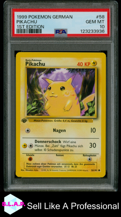 PIKACHU 1ST EDITION POKEMON GERMAN 1999 58 PSA 10 - Image 1