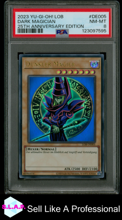 DARK MAGICIAN YU-GI-OH! GERMAN LOB 25TH ANNIVERSARY EDITION 2023 DE005 PSA 8 - Image 1