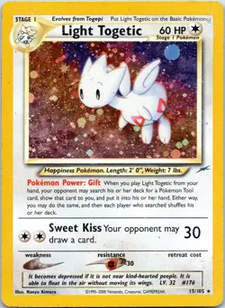 Light Togetic 15/105 2000 Holo Rare Neo Destiny Pokemon Card - Image 1