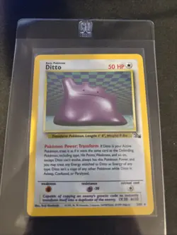 Pokemon TCG Ditto Fossil Holo Rare Card 3/62 Unlimited LP - Image 1