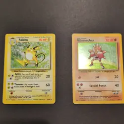 1999 Pokemon Base Set Vintage Holo Cards Raichu Hitmonchan Damaged - Image 1