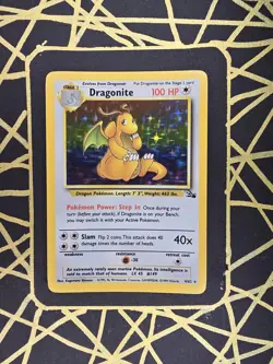 🔥 Dragonite 4/62 🔥 Original Holo Rare Fossil Set Pokemon Card WOTC TCG 1999 - Image 1