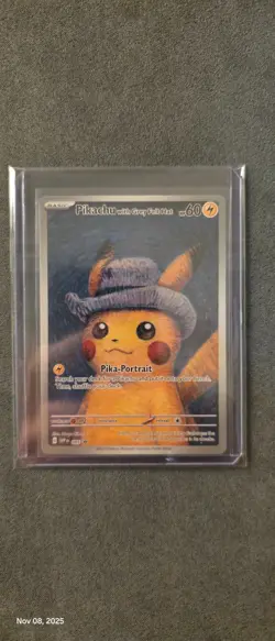 Pokemon Pikachu with Grey Felt Hat SVP 085 Van Gogh Promo Card - Image 1