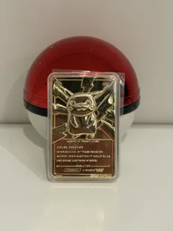 Pokemon 23k Gold Plated Pikachu & Pokeball Trading Card 1999 Burger King - Image 1