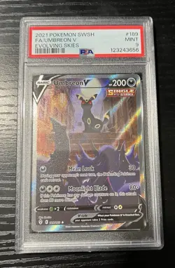 PSA 9 Pokemon Umbreon V Evolving Skies Holo Alternate Full Art Card # 189/203 - Image 1