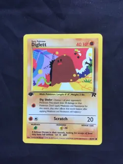 Pokemon Cards: Team Rocket 1st Edition Common: Diglett 52/82 - Image 1