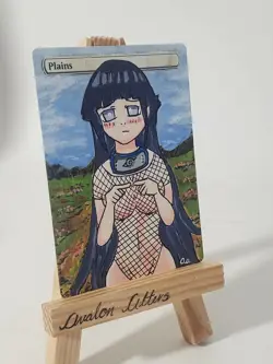 Hand Painted Altered Art Forest - Anime Girl - Hinata Hyuga - Naruto - MTG - TCG - Image 2