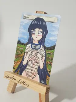 Hand Painted Altered Art Forest - Anime Girl - Hinata Hyuga - Naruto - MTG - TCG - Image 3