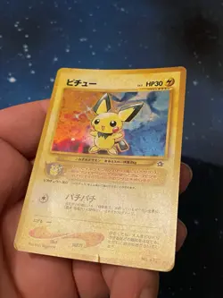 1x 2000 Pokemon PICHU HOLO SWIRL Japanese Neo 1 NO. 172 Played Oldschool - Image 4