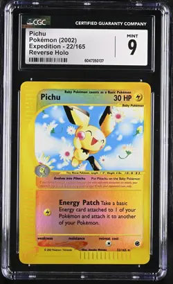 CGC 9 MINT Pichu 2002 Expedition 22/165 Reverse Holo Pokemon Card - Image 1