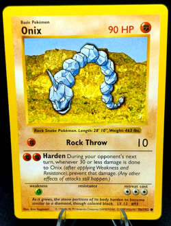 Pokemon Card - Onix - (56/102)) Shadowless Base Set TCG 1999 Common ***NM*** - Image 1