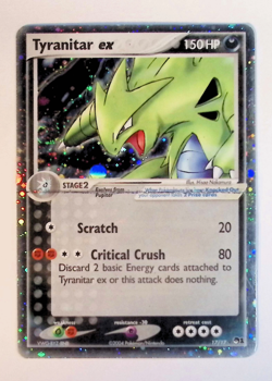 Pokemon TCG Tyranitar EX 17/17 Pop Series 1 Cosmos Holo Ultra Rare Card w/Swirl - Image 1