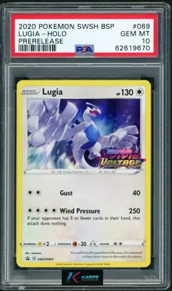 Pokemon PSA 10 Lugia Holo #SWSH069 Prerelease Vivid Voltage Promo 2020 English - Image 1