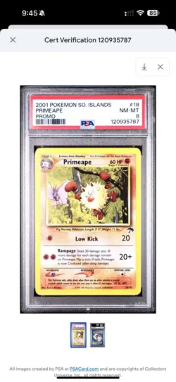 2001 Pokemon So. Islands Primeape Promo #18 Psa 8 - Image 1