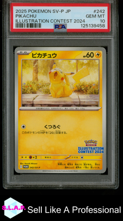 PIKACHU POKEMON 242/SV-P 2025 SV-P ILLUSTRATION CONTEST 2024 JAPANESE PSA 10 - Image 1