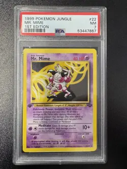 1999 Pokemon Jungle MR. Mime #22 1ST Edition PSA 7 - Image 1