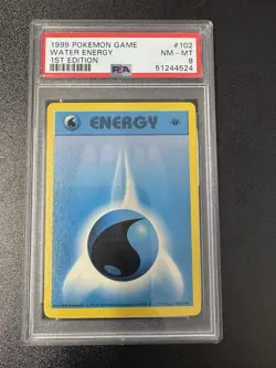 1999 Pokemon Game Water Energy #102 1ST Edition PSA 8 - Image 1