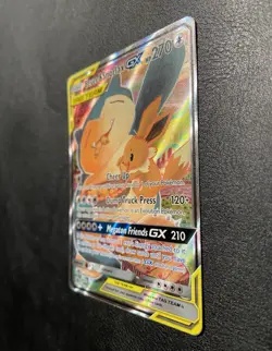 Pokemon Eevee & Snorlax GX Tag Team Promo Card Black Star Full Art #SM169 - Image 2
