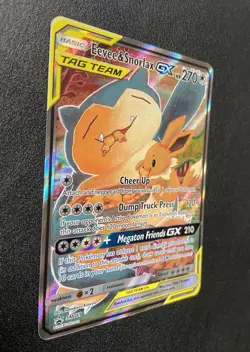 Pokemon Eevee & Snorlax GX Tag Team Promo Card Black Star Full Art #SM169 - Image 4