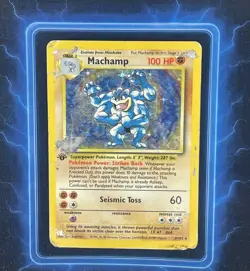 🔥 1st Edition Machamp 8/102 🔥 Original Holo Rare Base Set Pokemon Card 1999 - Image 2