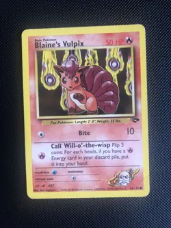 Blaine's Vulpix 66/132 Pokemon WOTC Gym Challenge Card MP - Image 1