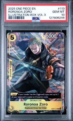 Roronoa Zoro (Illustration Box Vol.3) OP07-113 One Piece Promo PSA 10 Card - Image 1
