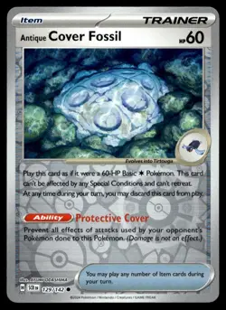 Antique Cover Fossil 129/142 Pokemon Card Stellar Crown Cmn Trnr Rev Holo LP NZ - Image 1