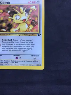 Pokemon Cards: Team Rocket 1st Edition Common: Meowth 62/82 - Image 4