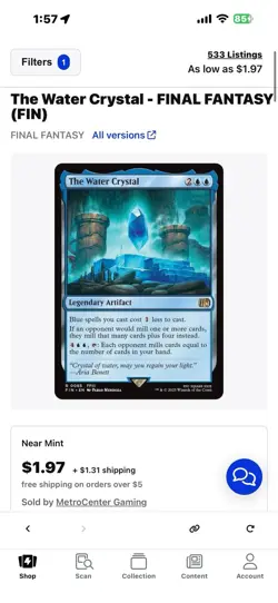 Magic: the Gathering NM Final Fantasy The Water Crystal (0085) - Image 1