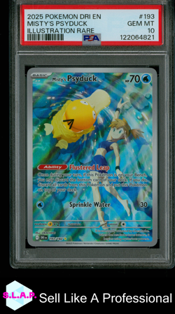 MISTYS PSYDUCK POKEMON ILLUSTRATION RARE 193 2025 DRI - EN PSA 10 - Image 1