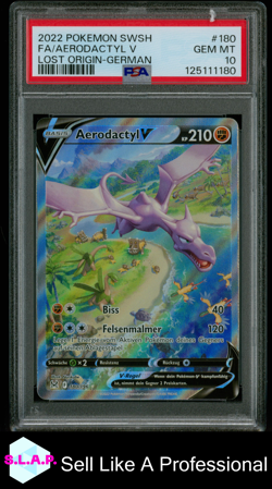 FA/AERODACTYL V LOST ORIGIN-GER POKEMON SWSH LOST ORIGIN 2022 180 PSA 10 - Image 1