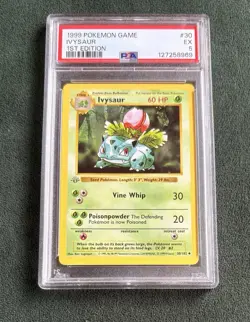 Ivysaur *1st Edition* Shadowless Base Set Pokemon Card 30/102 PSA Graded 5 - Image 1