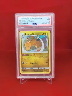 PSA 7 2019 Dragonite #119 Holo Pokemon Sun & Moon Team Up - Image 1