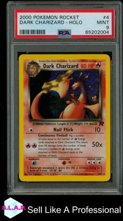 DARK CHARIZARD POKEMON 4/82 2000 ROCKET HOLO ENGLISH PSA 9 - Image 1