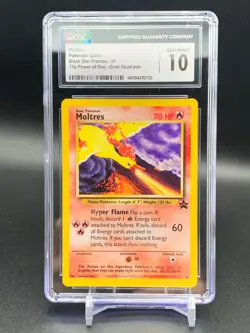 Pokemon Black Star Promo 21 Moltres CGC New CGC 10 ERROR! Vintage 2000 WOTC C33 - Image 1