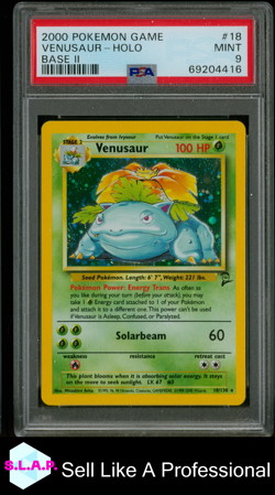 VENUSAUR POKEMON 18/130 2000 BASE 2 HOLO ENGLISH PSA 9 - Image 1