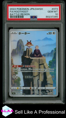 FA/HOOTHOOT POKEMON 73 2022 BATTLE REGION HOLO JAPANESE PSA 10 - Image 1