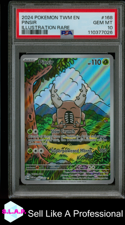 PINSIR POKEMON ILLUSTRATION RARE 168 2024 TWM - EN PSA 10 - Image 1