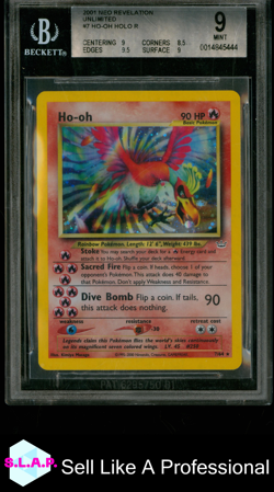 HO-OH POKEMON 7/64 2001 NEO REVELATION HOLO ENGLISH BGS 9 - Image 1