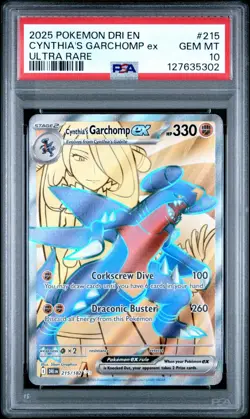 2025 POKEMON DRI EN-DESTINED RIVALS ULTRA RARE #215 CYNTHIA'S GARCHOMP EX PSA 10 - Image 1