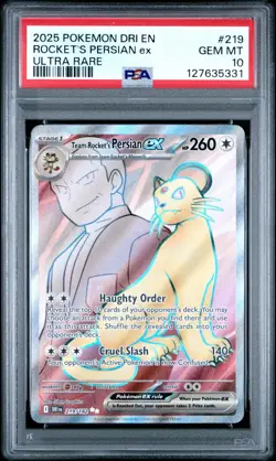 PSA 10 Team Rocket's Persian ex 219 - Pokemon Destined Rivals Ultra Rare - Image 1