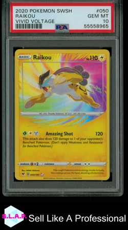 RAIKOU POKEMON 50 2020 VIVID VOLTAGE HOLO ENGLISH PSA 10 - Image 1