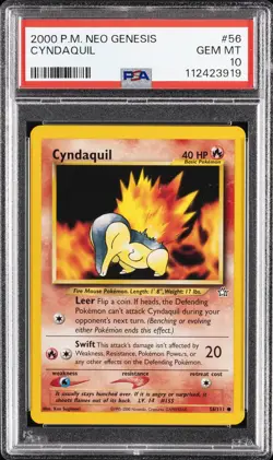 2000 POKEMON NEO GENESIS #56 CYNDAQUIL PSA 10 - Image 1