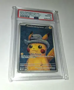 PIKACHU WITH GREY FELT HAT Pokemon Card PSA 10 SVP 085 Van Gogh - Image 1