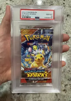 PSA 10 Surging Sparks PIKACHU ART Graded Booster Pack 2024 Gem Mint Pokemon Card - Image 1
