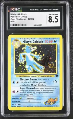 CGC 8.5 Misty's Golduck 2000 Gym Challenge 12/132 Holo SWIRL Pokemon Card - Image 1