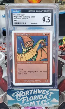 Graded MTG Card - CGC 9.5 - Beatdown Box Set 2000 - Shivan Dragon - Image 1