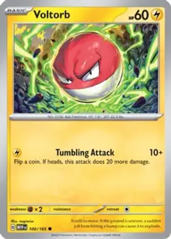 Pokemon Voltorb - 100/165 - Common - Reverse Holo NM-Mint Scarlet & Violet - 151 - Image 1