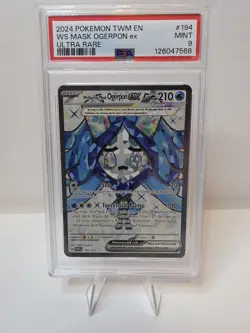 2024 POKEMON TWILIGHT MASQUERADE TWM EN #194 WS MASK OGERPON ex - PSA 9 - Image 1