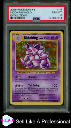 NIDOKING POKEMON HOLO 2016 EVOLUTIONS 45/108 ENG PSA 8 - Image 1